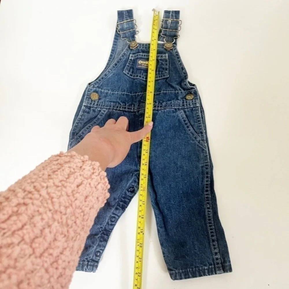 VTG Oshkosh B’Gosh Unisex Dark Denim Overalls Vestbak Made in The USA 6/9 Mos‎
